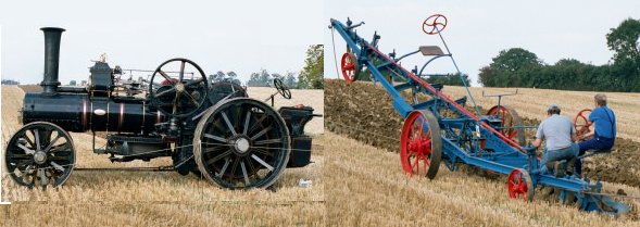 Typical steam ploughing engine and balance plough
