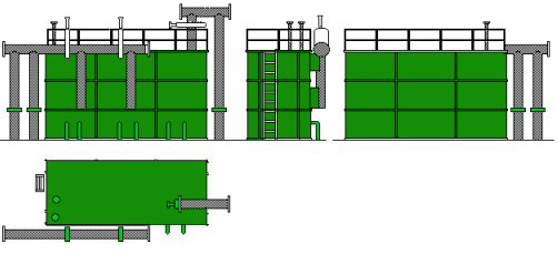 Sketch showing typical Iron oxide tanks and ammonia washers