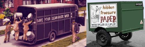 Mid 1930s domestic waste collection lorry and crew